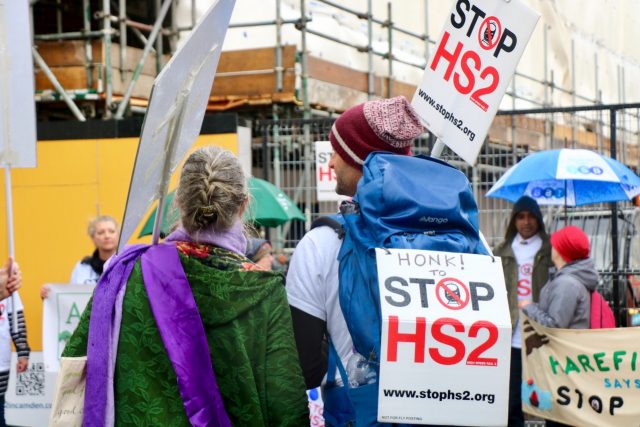 Protesters tried to block the work a HS2 sites