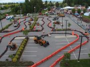 Kier road jobs witnesses Robo laying cones Kier road jobs witnesses Robo laying cones