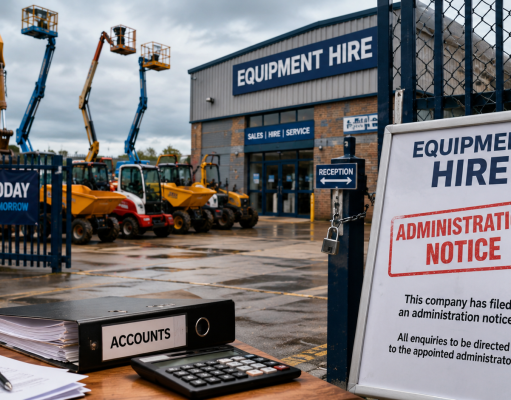 Equipment Hire Firm Files for Administration