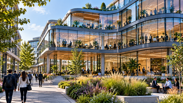 Curved Glass Corporate Courtyard