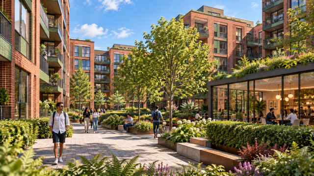 Modern Apartment Courtyard Community