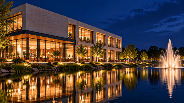 Modern Lakeside Architecture at Twilight